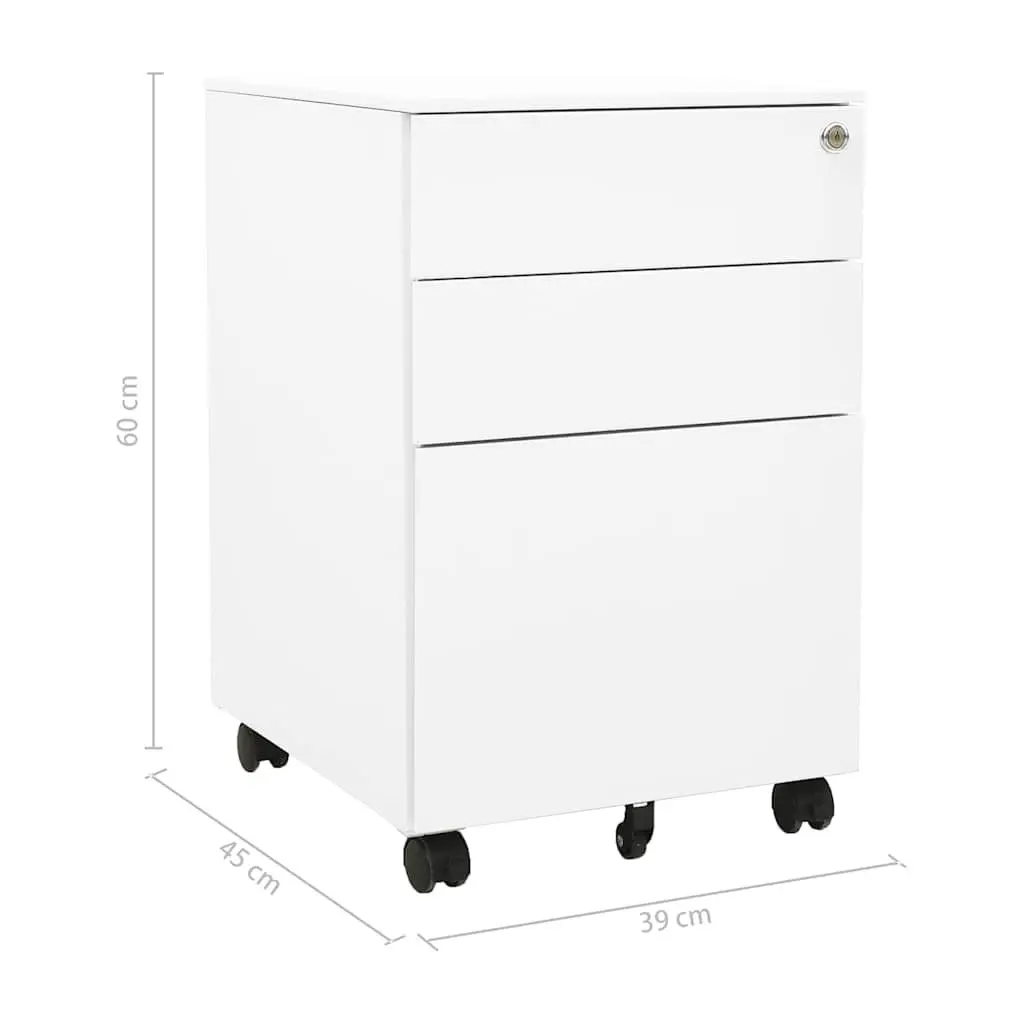 Mobile File Cabinet White 3 Drawer Steel Office Storage Filing Organizer