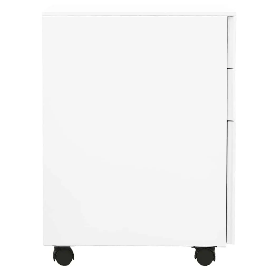Mobile File Cabinet White 3 Drawer Steel Office Storage Filing Organizer