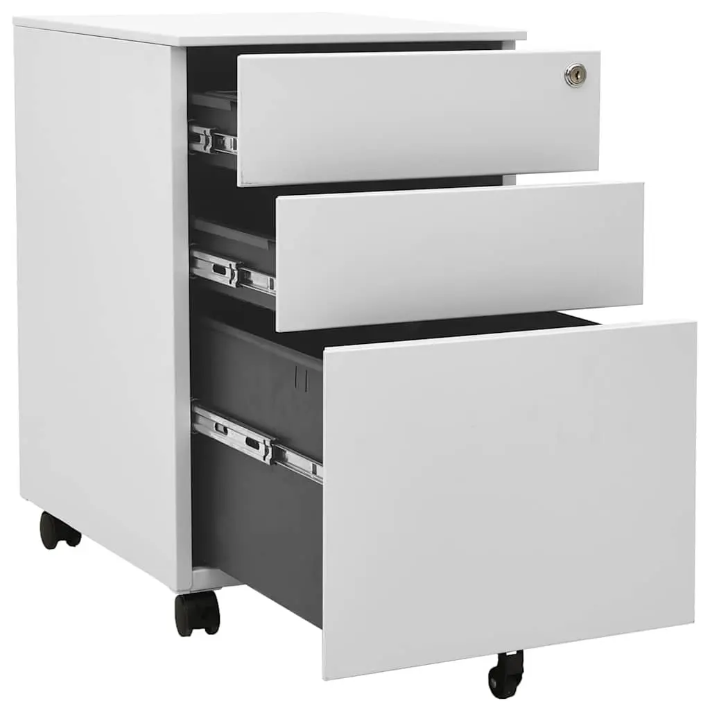 Mobile Filing Cabinet Office Storage 3 Drawer Steel Grey 39x45x60cm
