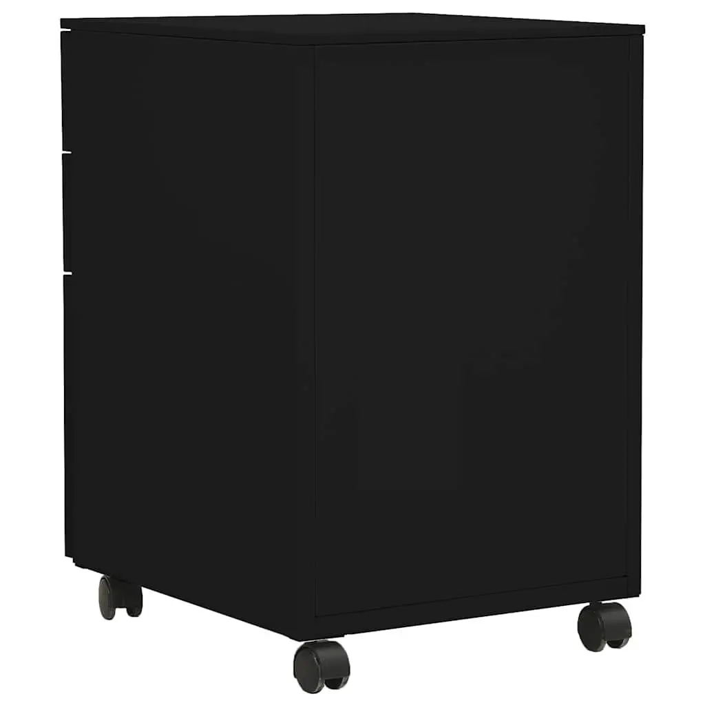 Mobile File Cabinet Steel Office Filing Storage 3 Drawer Lockable Black