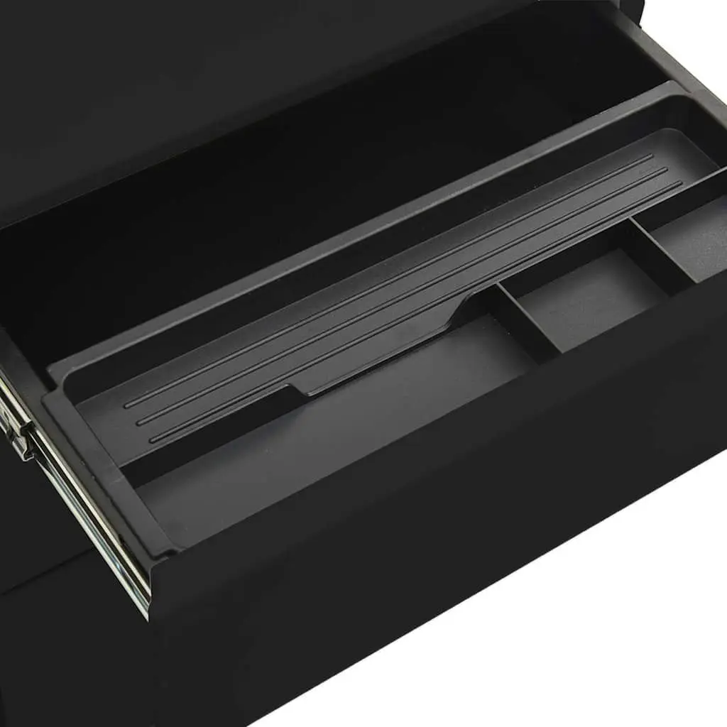 Mobile File Cabinet Steel Office Filing Storage 3 Drawer Lockable Black