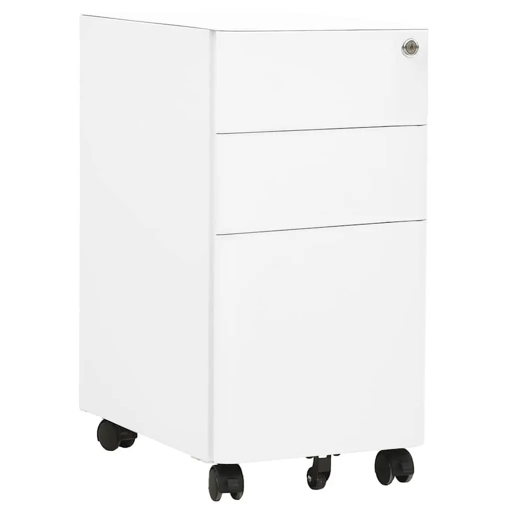 Mobile File Cabinet White Steel Office Storage 3 Drawer Filing Cabinet with Lock
