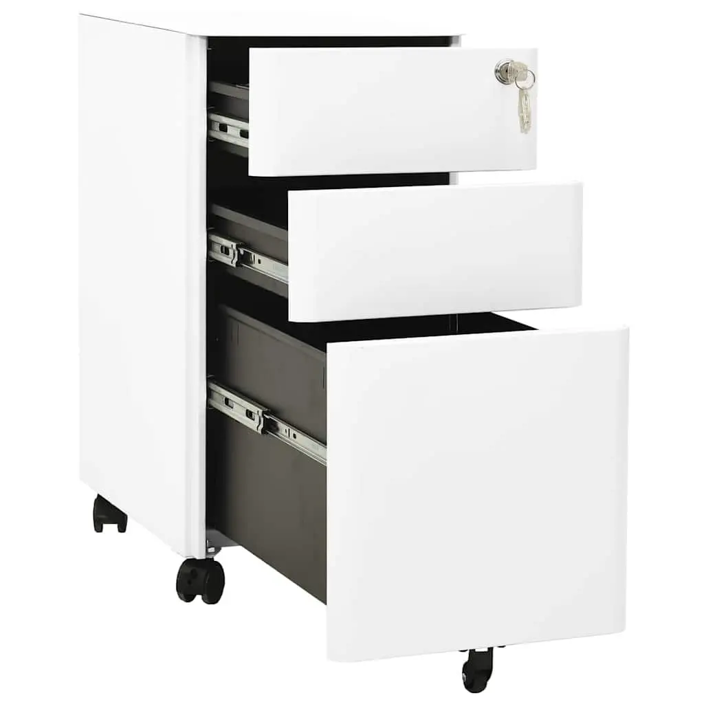 Mobile File Cabinet White Steel Office Storage 3 Drawer Filing Cabinet with Lock