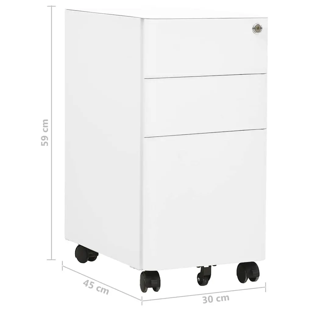 Mobile File Cabinet White Steel Office Storage 3 Drawer Filing Cabinet with Lock