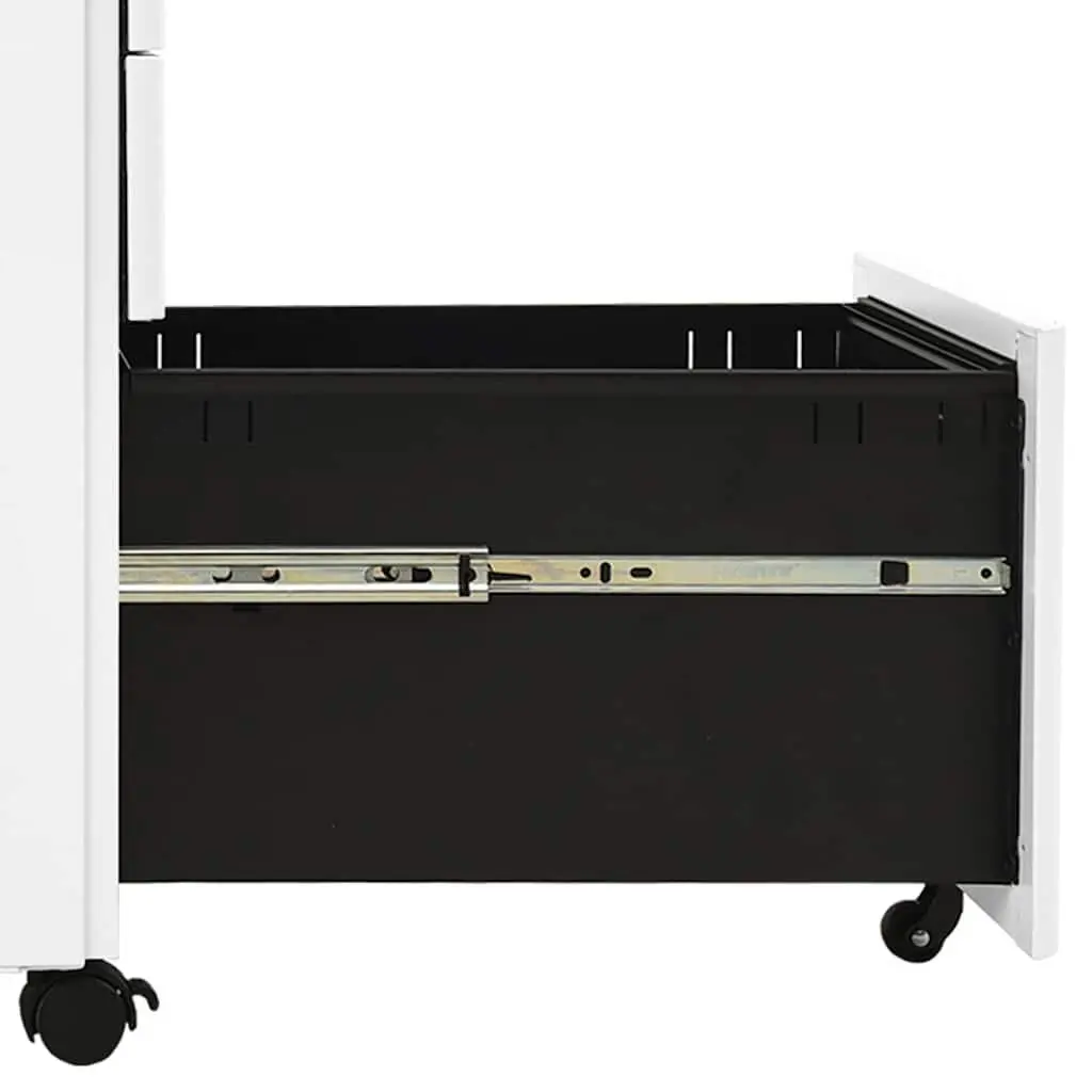 Mobile File Cabinet White Steel Office Storage 3 Drawer Filing Cabinet with Lock