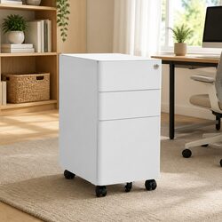 Practical Mobile File Cabinet with 3 Drawers and Locking System