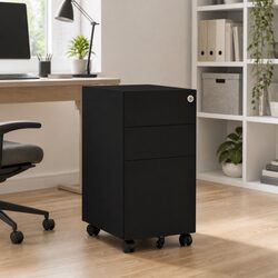 Reliable Mobile File Cabinet with 3 Drawers and Lock