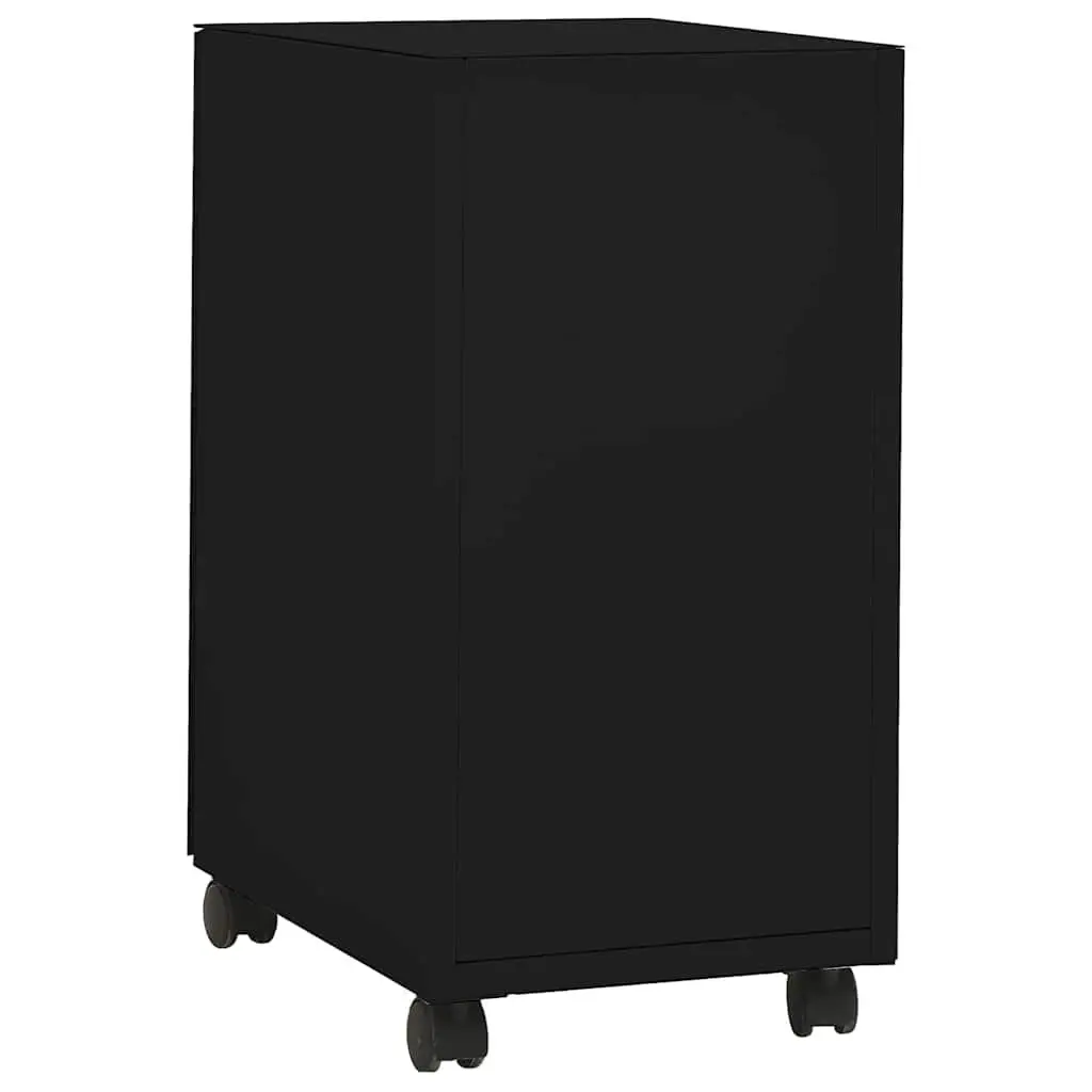 Mobile File Cabinet Office Filing Storage 3 Drawer Black Steel