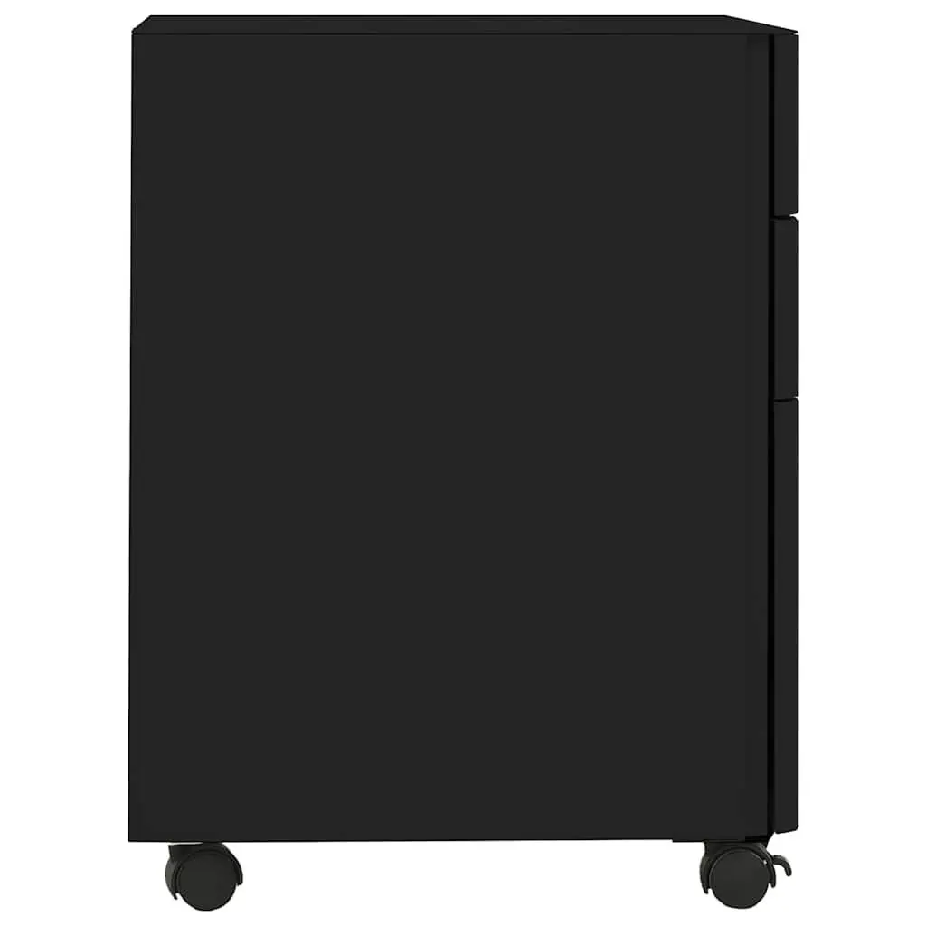 Mobile File Cabinet Office Filing Storage 3 Drawer Black Steel