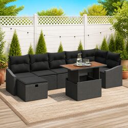 Reliable Black Poly Rattan Garden Sofa Set with Storage