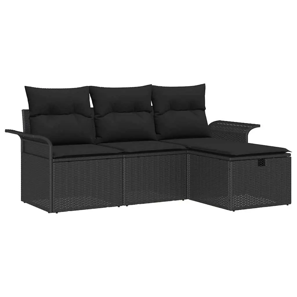 Garden Sofa Set Modular Outdoor Furniture 4 Piece Light Grey Poly Rattan Patio Lounge