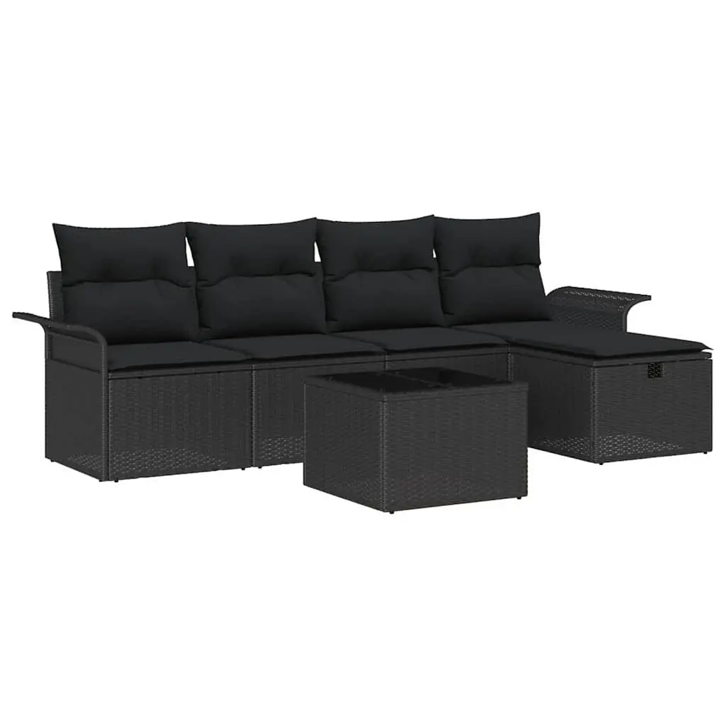 Modular Garden Sofa Set 6 Piece Outdoor Furniture Poly Rattan Beige