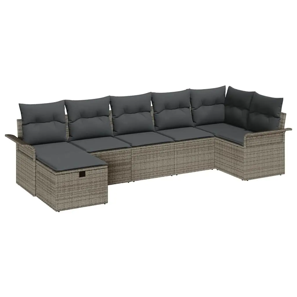 Modular Garden Sofa Set 7 Pieces Outdoor Seating Grey Rattan