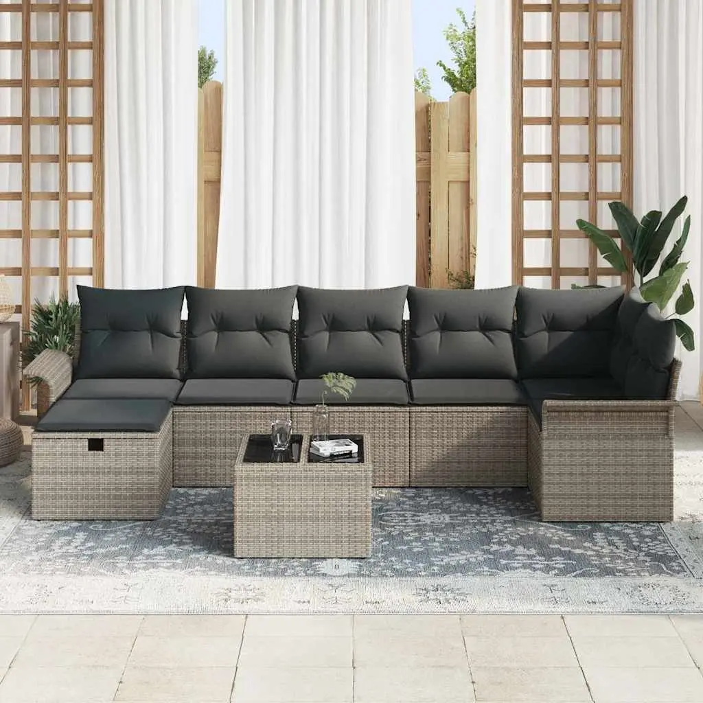 Modular Garden Sofa Set Outdoor Furniture 8 Pieces Black