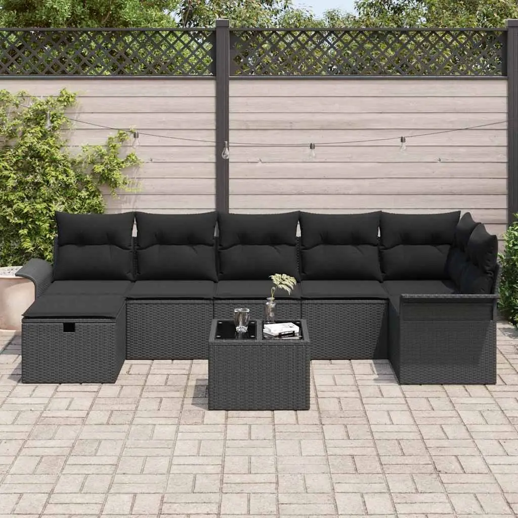 Modular Garden Sofa Set Outdoor Seating 8 Pieces Brown Poly Rattan