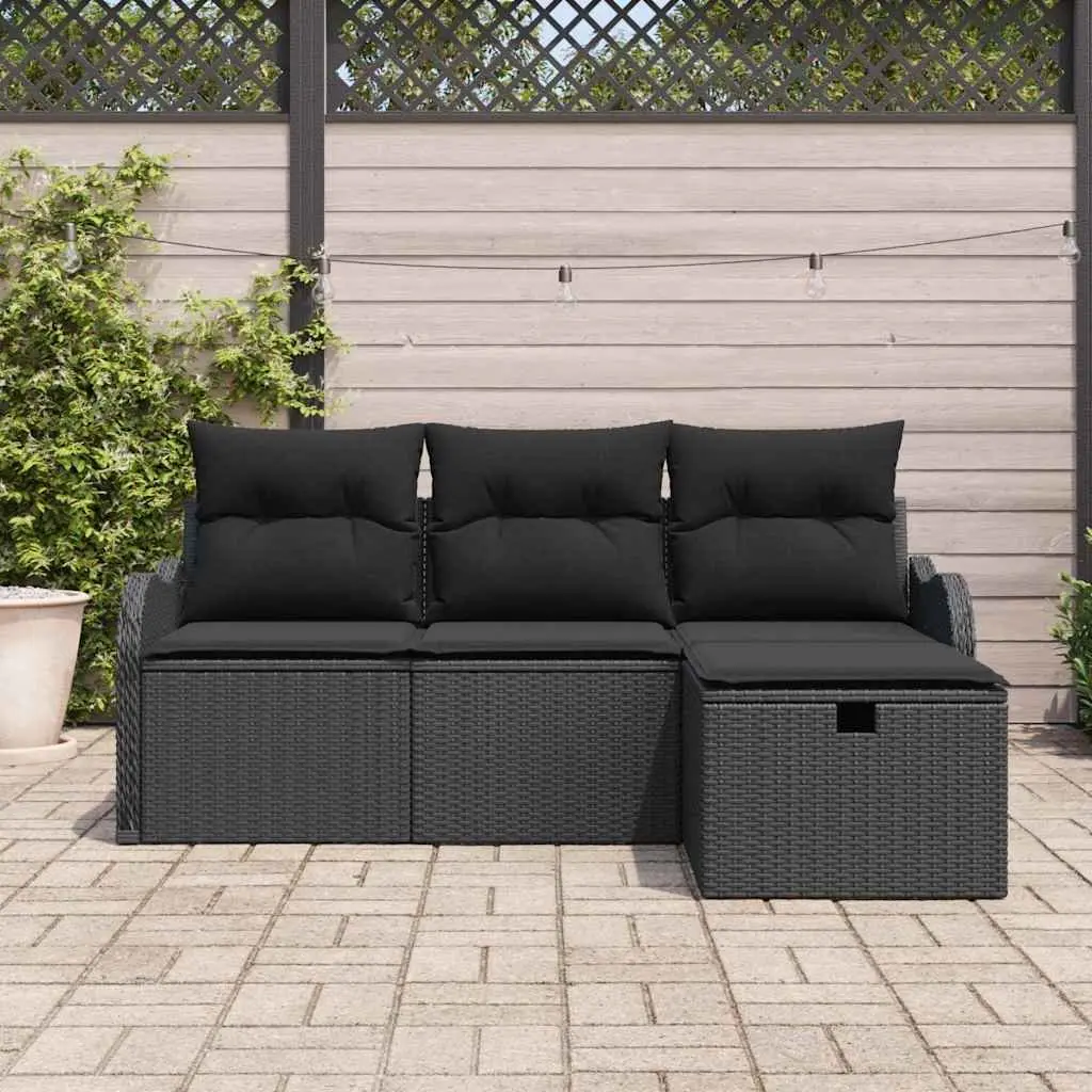 Modular Garden Sofa Set Outdoor Seating 4 Piece Grey Poly Rattan