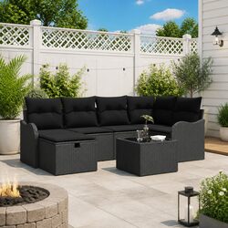 Comfortable 7-Piece Modular Garden Sofa Set with Storage