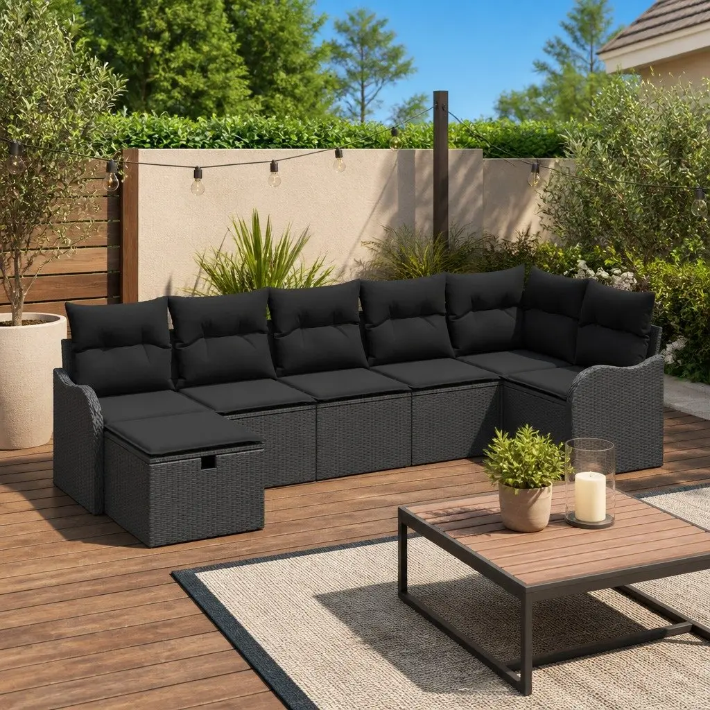 Garden Sofa Set Modular Outdoor Furniture 7 Pieces Grey
