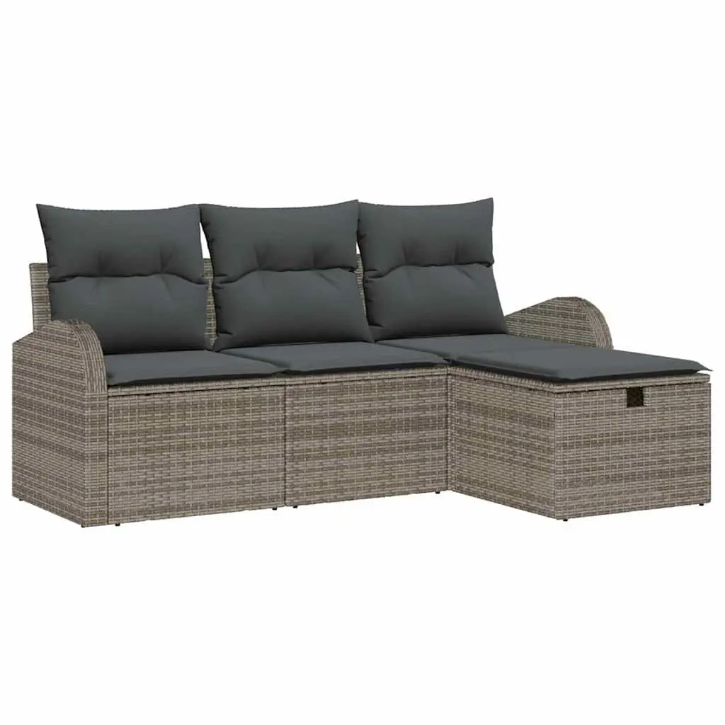 Modular Outdoor Garden Sofa Set 4 Piece Poly Rattan Sectional Patio Furniture Black