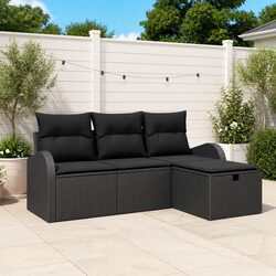 Reliable and Stylish Black Outdoor Sofa Set with Storage