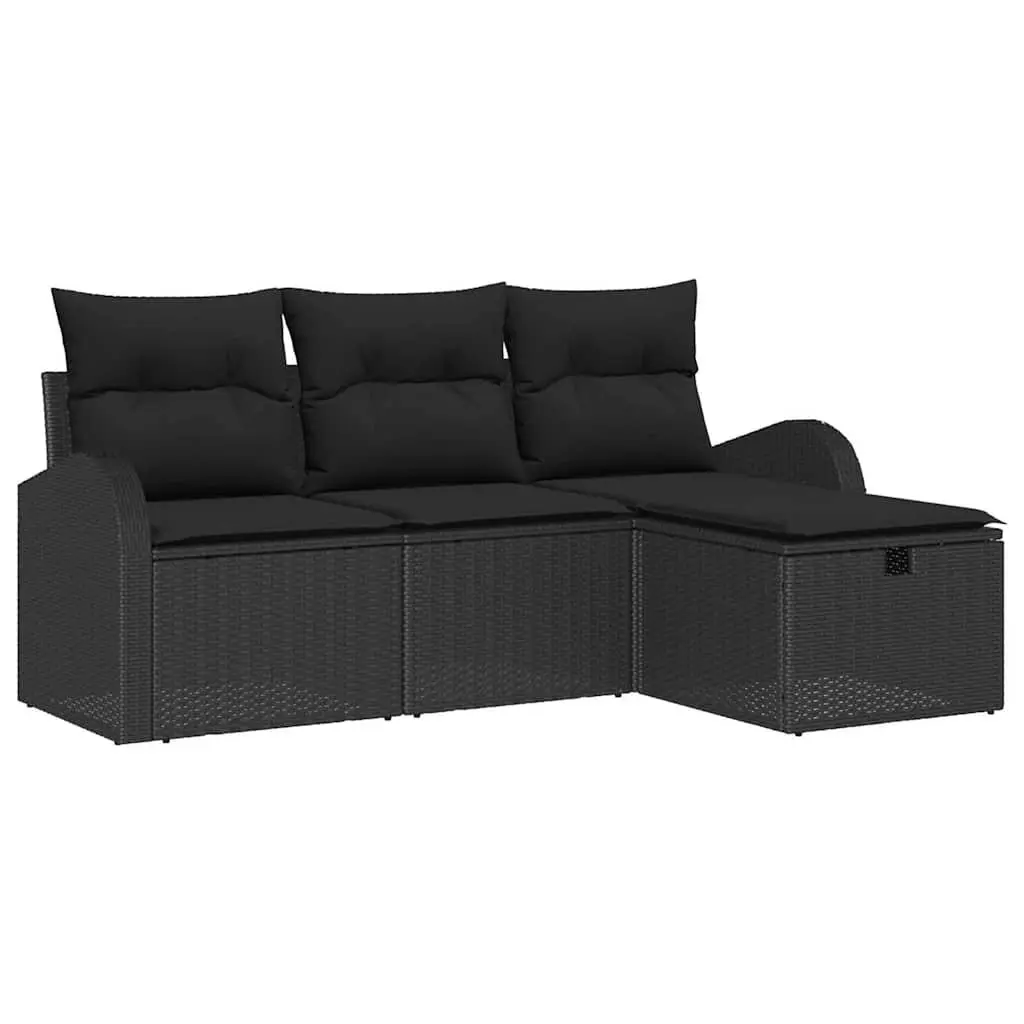 Black Outdoor Sofa Set with Storage