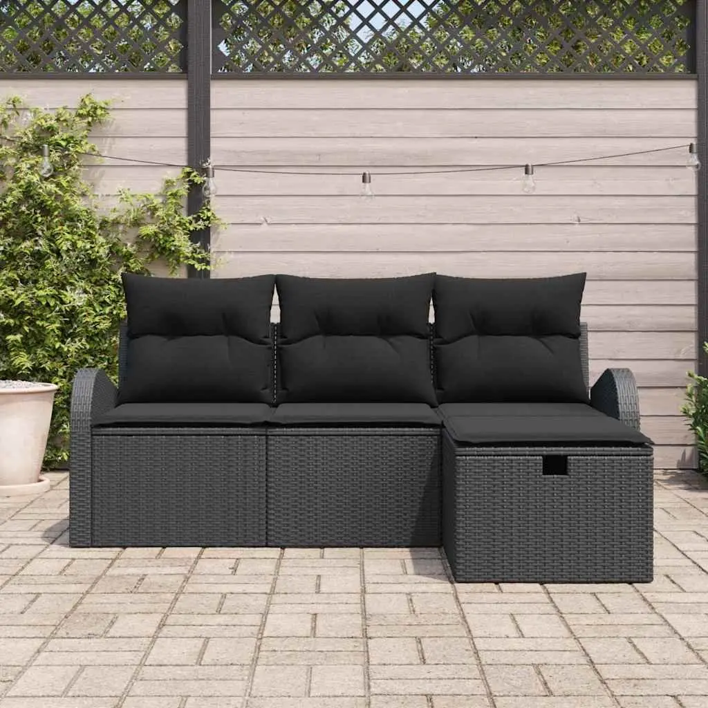 Black Outdoor Sofa Set with Storage