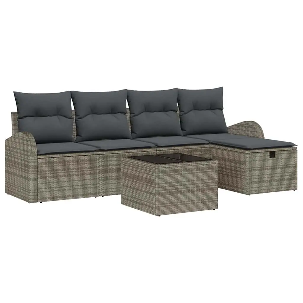 Modular Garden Sofa Set 6 Piece Grey Outdoor Patio Furniture