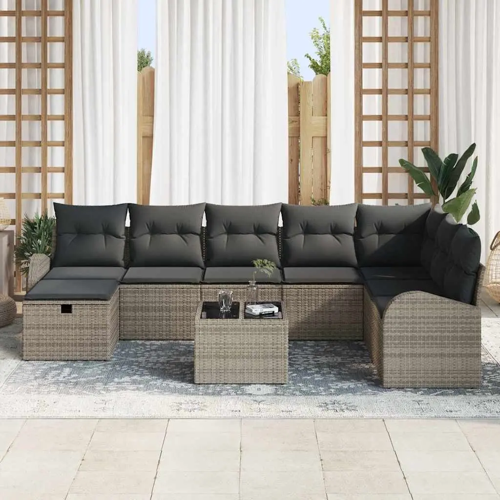 Modular Garden Sofa Set Outdoor Furniture 9 Pieces Black