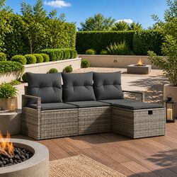Modular Garden Sofa Set 4 Pcs Outdoor Lounge Furniture with Cushions Patio