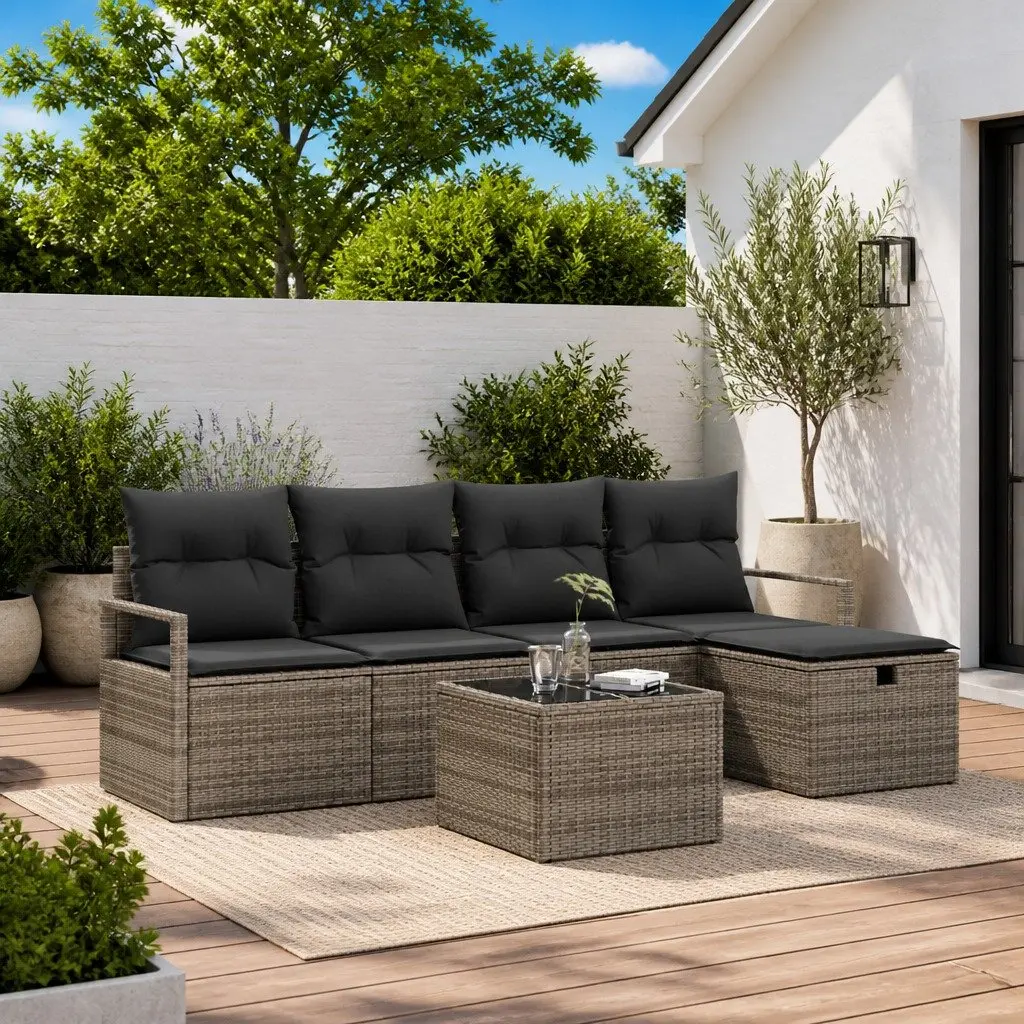 6-Piece Modular Outdoor Sofa Set in Grey
