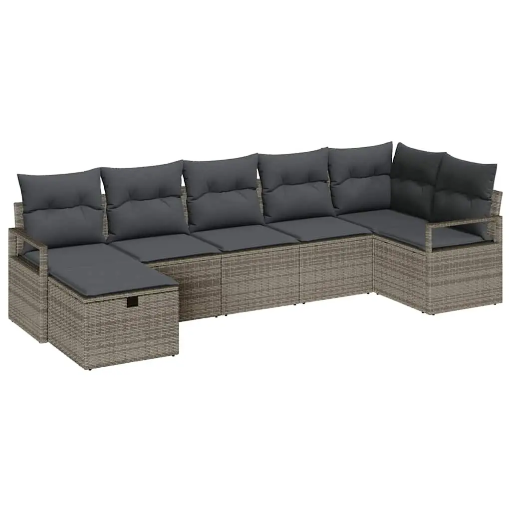 Outdoor Sofa Set Modular Garden Furniture 5 Piece Grey Poly Rattan Patio Lounge Seating