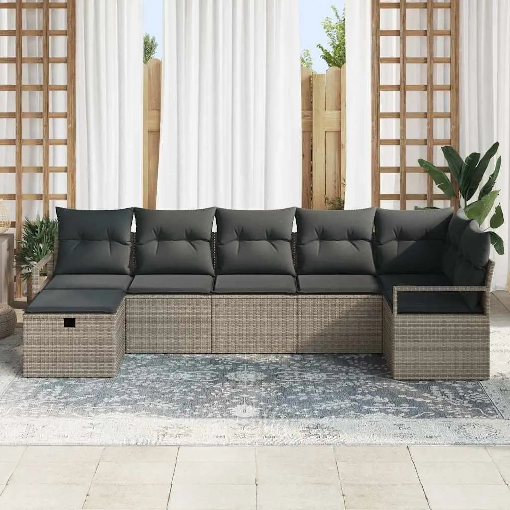 Outdoor Sofa Set Modular Garden Furniture 5 Piece Grey Poly Rattan Patio Lounge Seating