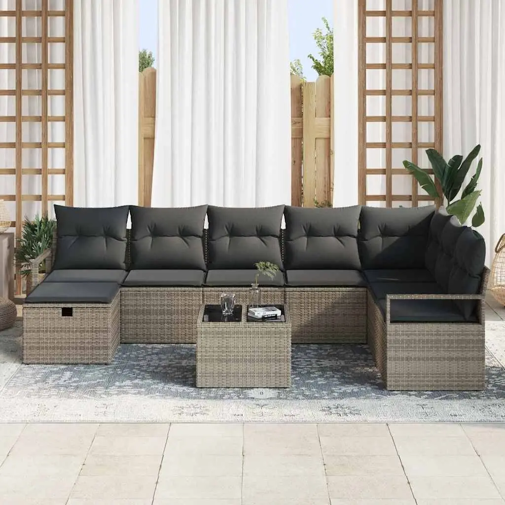 Garden Sofa Set 6 Piece Outdoor Furniture Modular Poly Rattan Grey