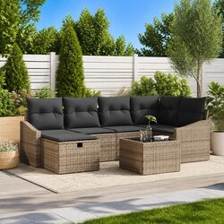 Comfortable 7-Piece Grey Sofa Set for Outdoors