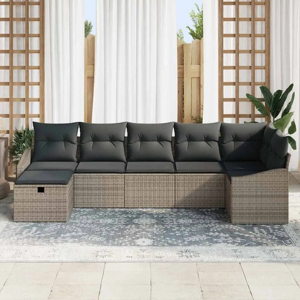 Outdoor Sofa Set Modular Seating 8 Piece Grey Poly Rattan Garden Patio Furniture