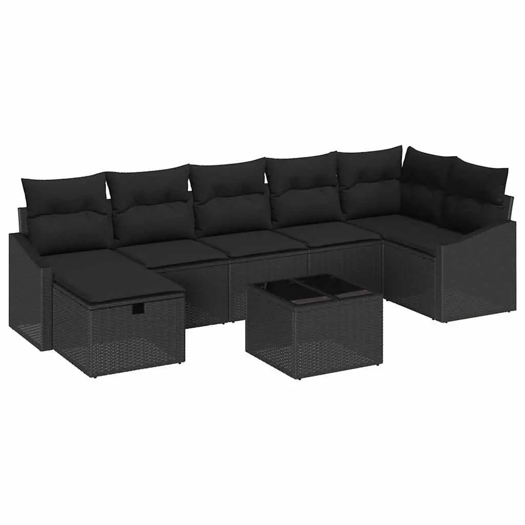 Outdoor Sofa Set Modular Garden Patio Seating 8 Piece Black Poly Rattan