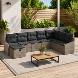 9-Piece Grey Outdoor Sofa Set for Comfort and Style