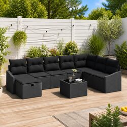 Value-Driven 8-Piece Black Outdoor Sofa Set