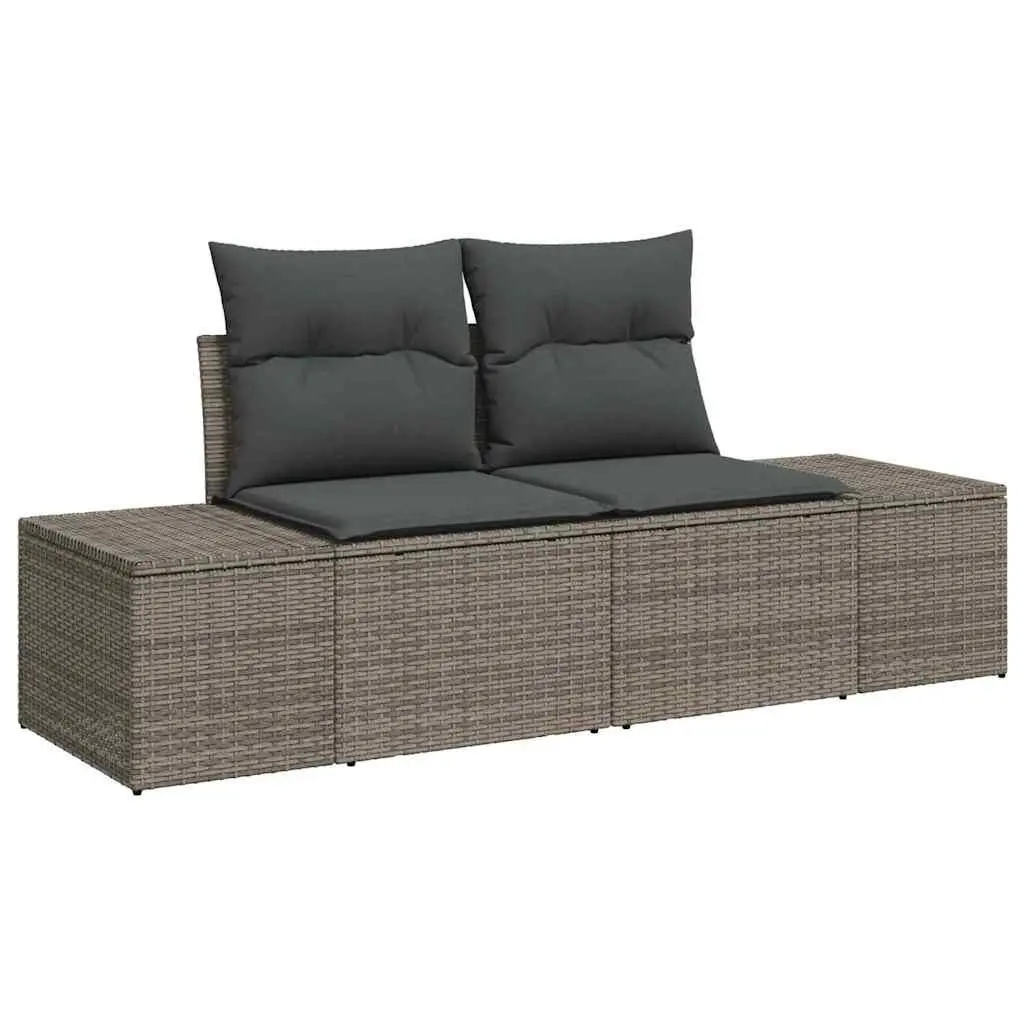 Outdoor Sofa Set 4 Pcs Grey Poly Rattan Garden Furniture Modular Seating