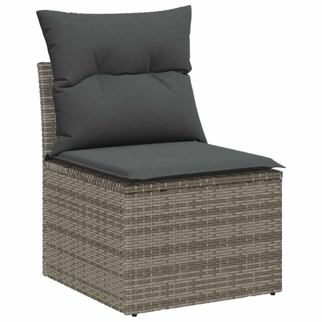 Outdoor Sofa Set 4 Pcs Grey Poly Rattan Garden Furniture Modular Seating