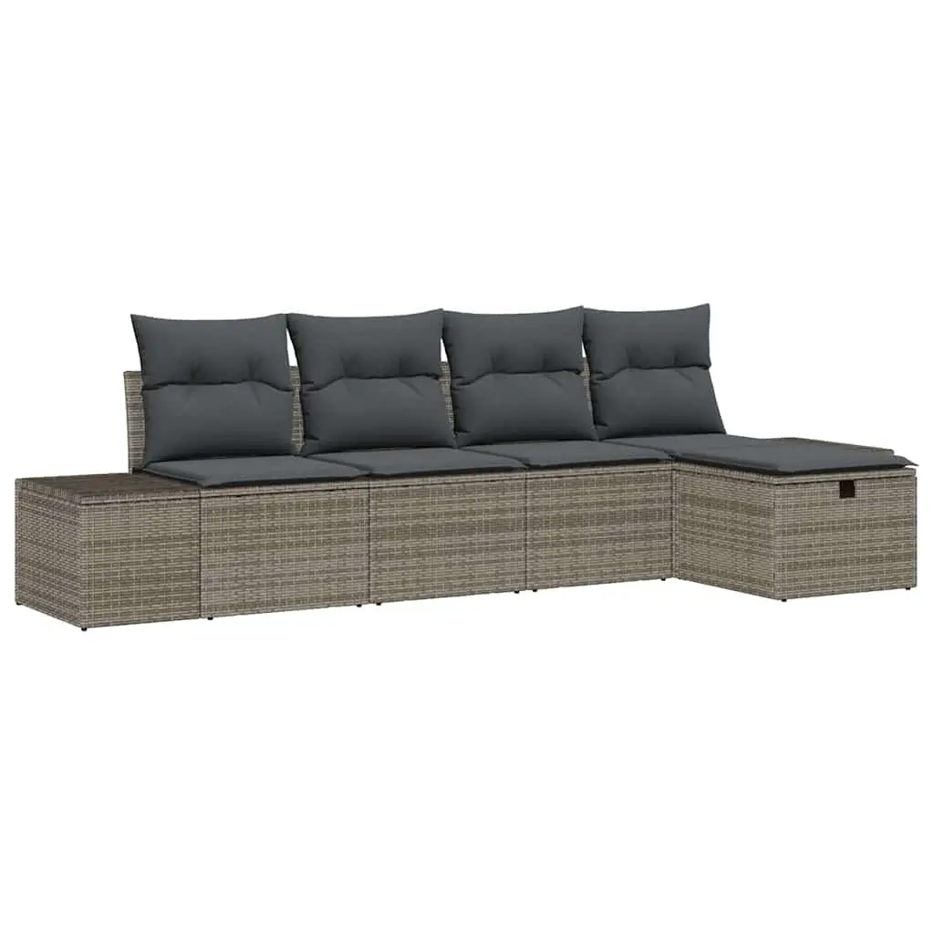 Outdoor Sofa Set Modular Seating 5 Piece Grey Poly Rattan Garden Patio Furniture