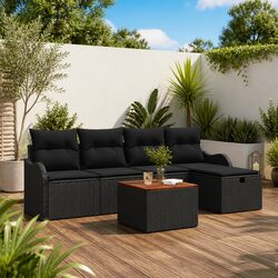 Comfortable 6-Piece Black Sofa Set for Outdoor Spaces