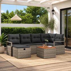 Comfortable 7-Piece Garden Sofa Set with Storage