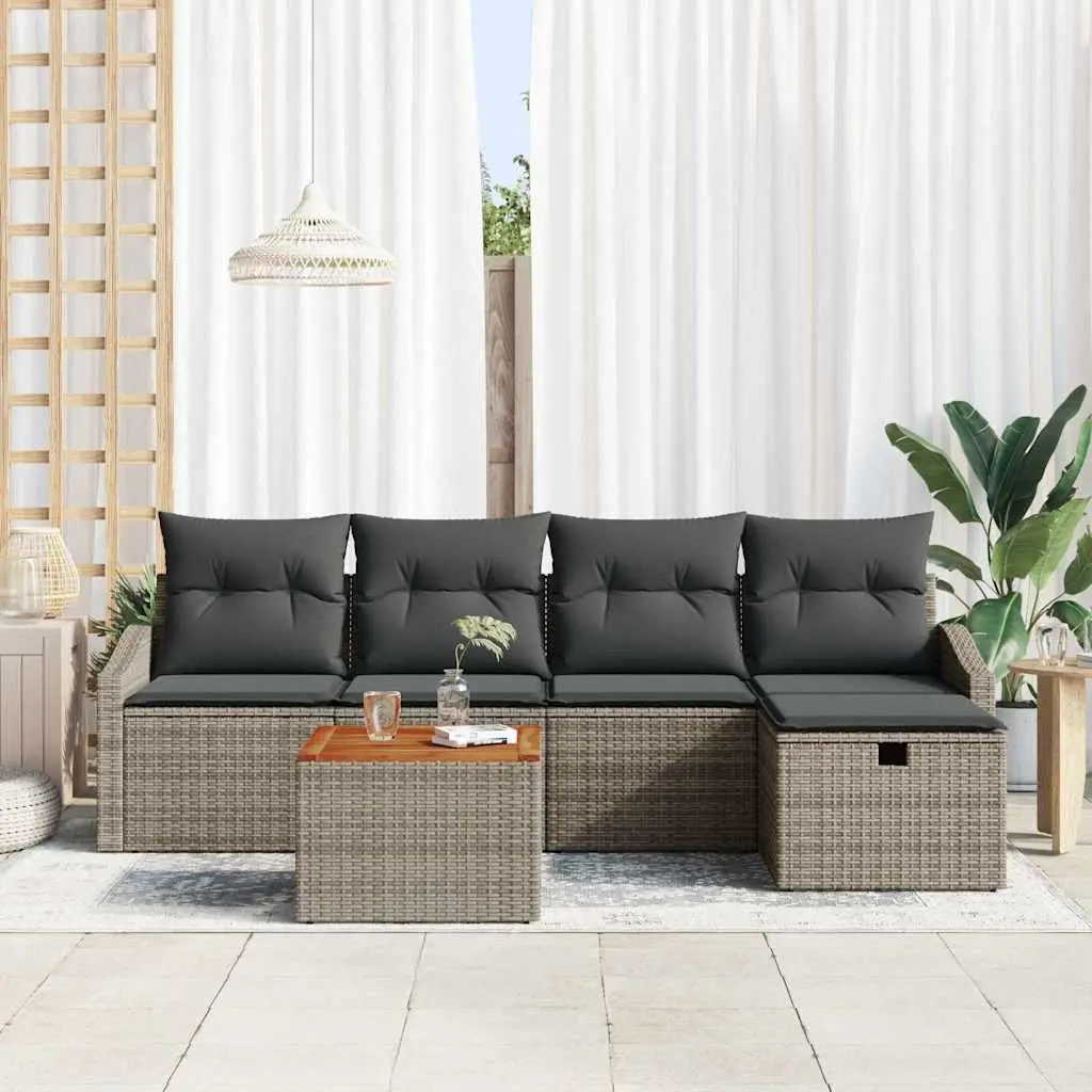 Garden Sofa Set 6 Pcs Outdoor Furniture Patio Seating Grey Modular Lounge