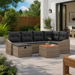 Comfortable and Functional 7-Piece Grey Sofa Set