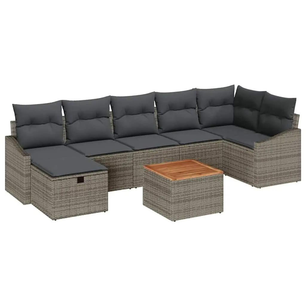 Garden Sofa Set Outdoor Furniture Modular Grey Poly Rattan 8 Pieces