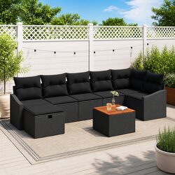 Reliable 8-Piece Black Garden Sofa Set for Your Outdoor Space