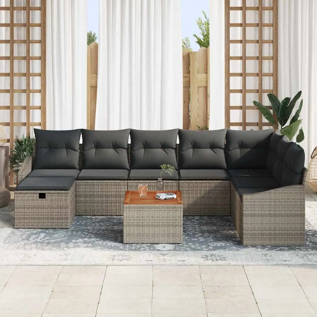 Grey 9-Piece Outdoor Sofa Set