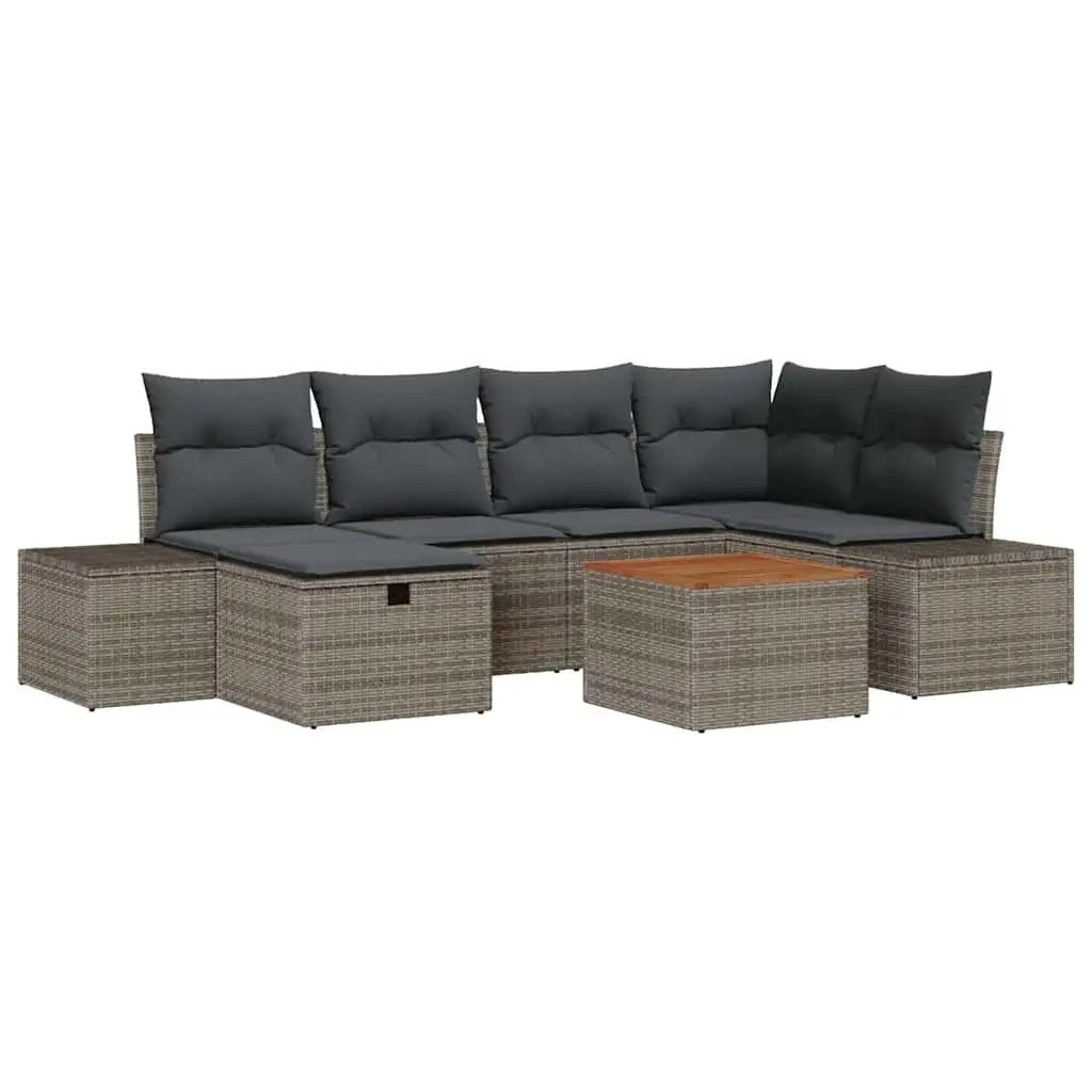 7-Piece Grey Garden Sofa Set with Storage