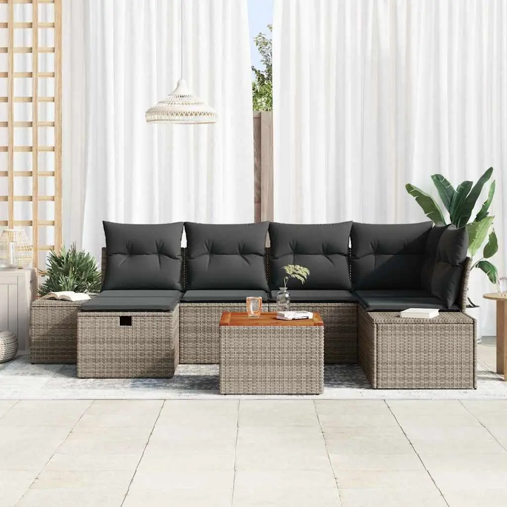 7-Piece Grey Garden Sofa Set with Storage